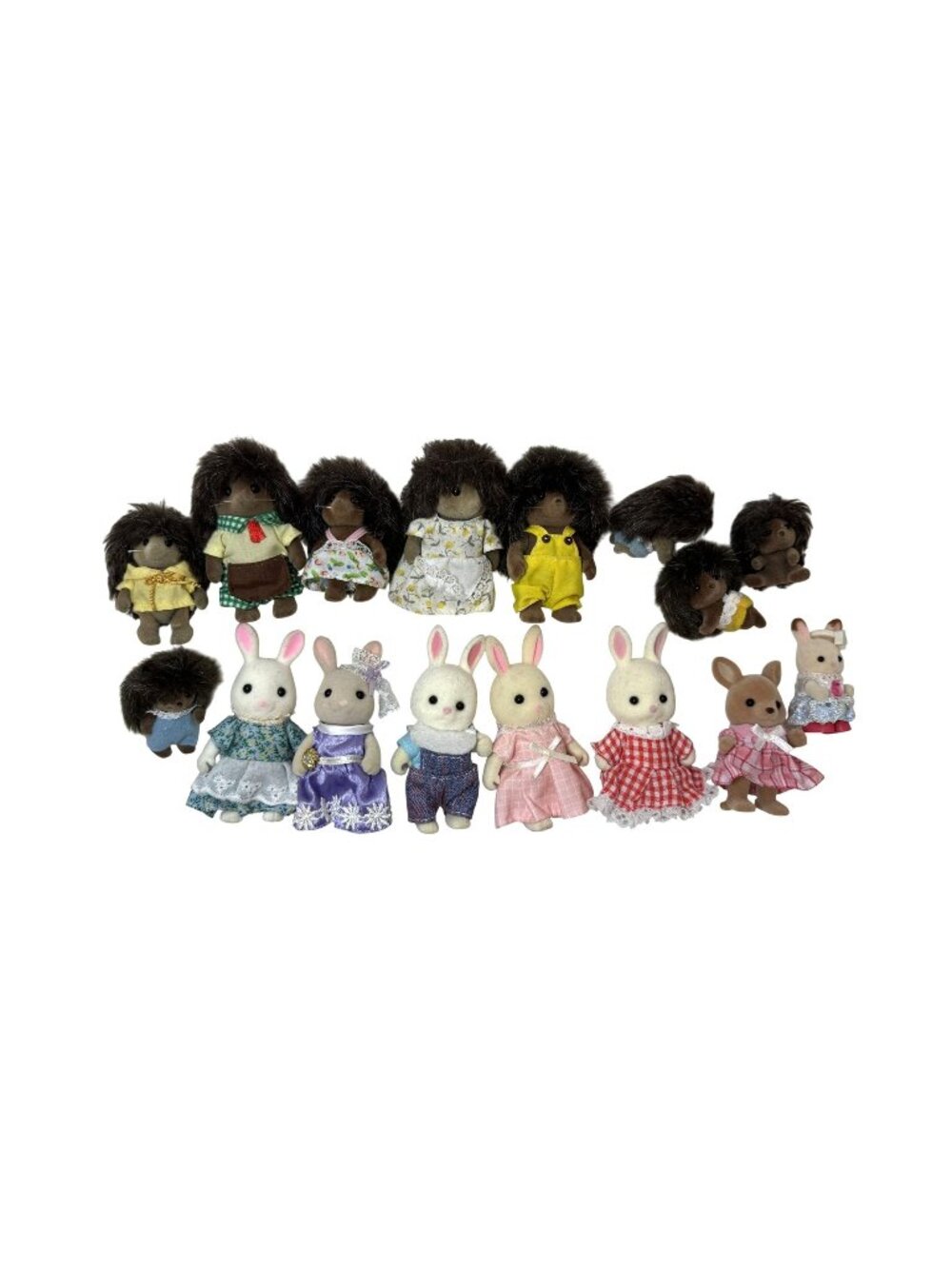 Calico Critters Hedgehog Family White Rabbits Kangaroo Lot of 16 Persian Rabbit